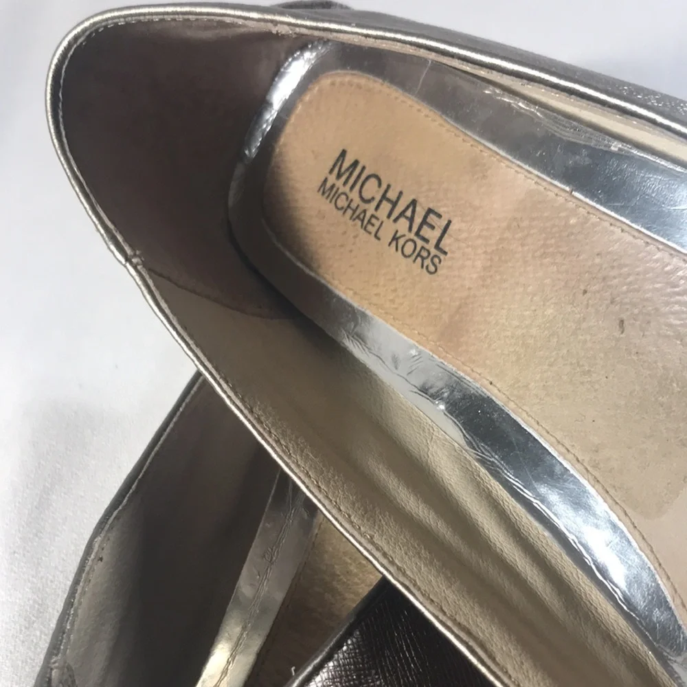 Michael Kors Fulton Women’s Metallic Gold Leather Slip On Round Toe Ballet Flats